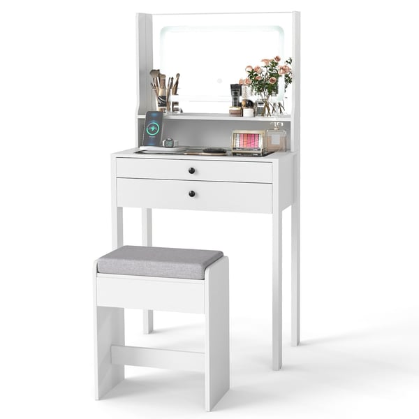 Toiletbord, 64x40x132 cm, Hvid , Star