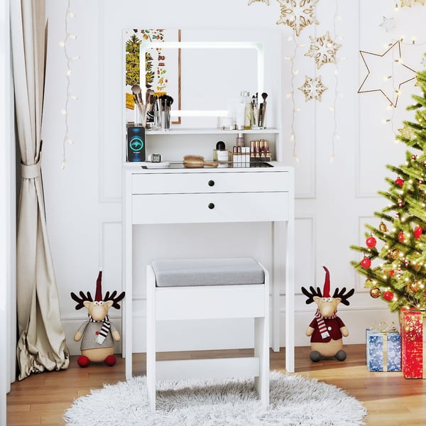 Toiletbord, 64x40x132 cm, Hvid , Star