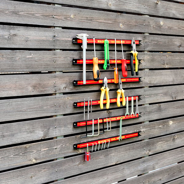Magnetiske strips til værktøj, 46x1.5x2.5 cm, rød og sort , Star