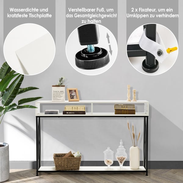 Konsolbord, 119×23×79 cm, Hvid/Sort/Brun , Star
