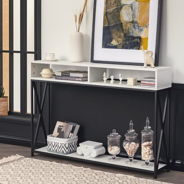 Konsolbord, 119×23×79 cm, Hvid/Sort/Brun , Star
