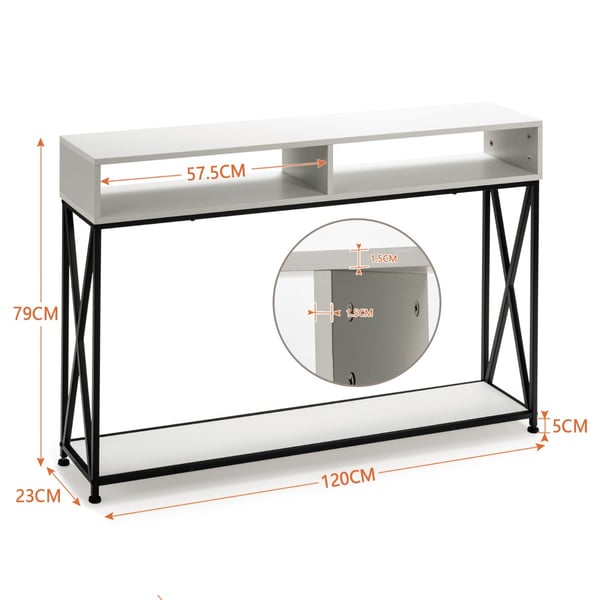 Konsolbord, 119×23×79 cm, Hvid/Sort/Brun , Star