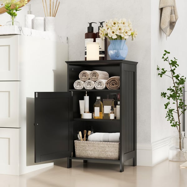 Badeværelsesgulvskab,,,Sort - materiale: P2 MDF , Star