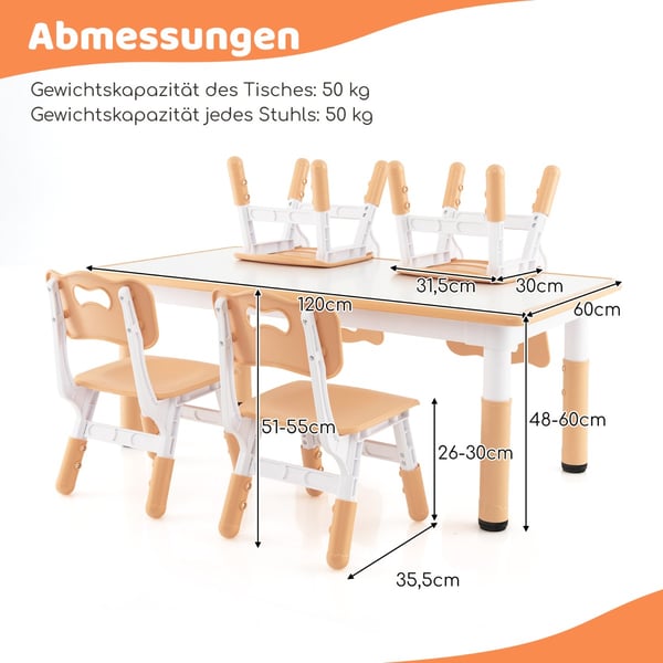 Børnebord og Stole Sæt, 47x23,5x18,9"-23,6", Natur , Star