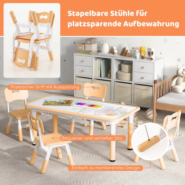 Børnebord og Stole Sæt, 47x23,5x18,9"-23,6", Natur , Star