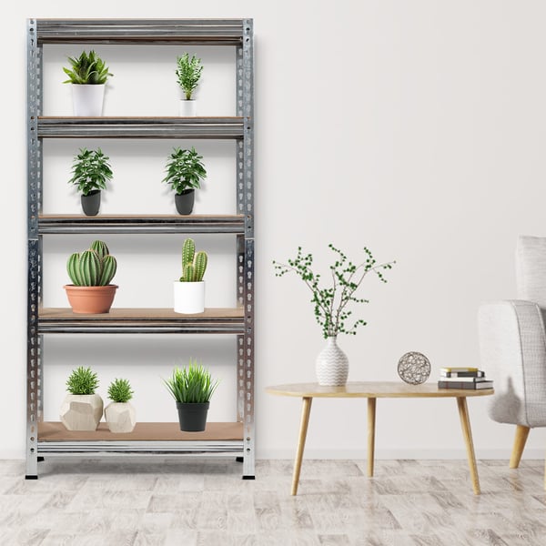 Stål reol enhed, 5 hylder, 30×76×152 cm, Sort , Star