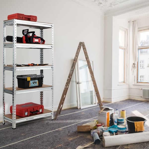 Stål reol enhed, 5 hylder, 30×76×152 cm, Sort , Star