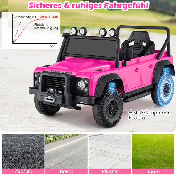 Elektrisk legebil, Land Rover Defender til børn, pink , Star