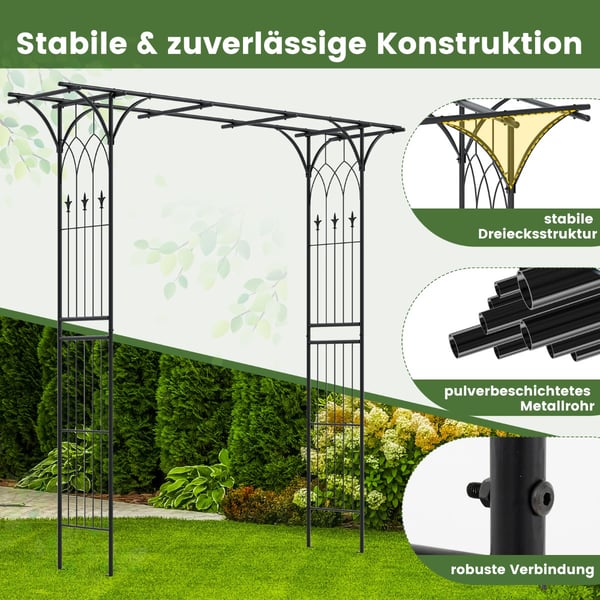 Trädgårdsbåge, Metallrosbåge, Svart , Star