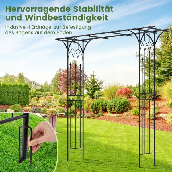 Trädgårdsbåge, Metallrosbåge, Svart , Star