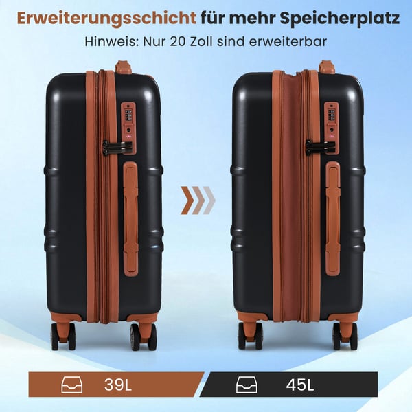 Kuffertsæt, 3-delt hardcase, 40x23x58 cm, sort , Star