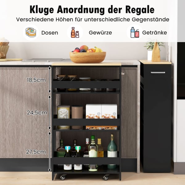 Rullende Opbevaringsvogn, 47,5x20x80,5 cm, Sort , Star