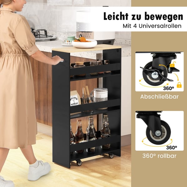 Rullende Opbevaringsvogn, 47,5x20x80,5 cm, Sort , Star