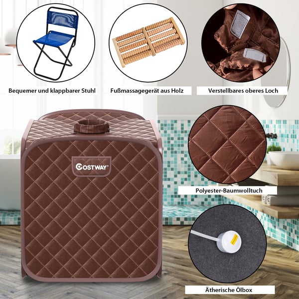Transportabel dampsauna spa, 85x84x106 cm, Sort , Star