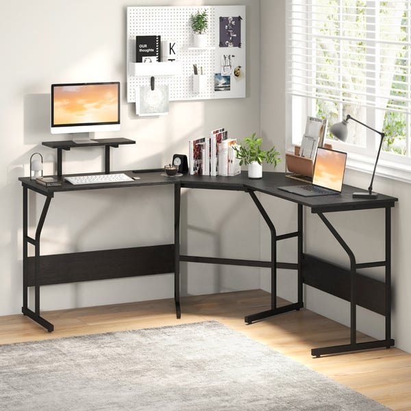 L-formet skrivebord, 148x148x91 cm, Rustikt brun , Star