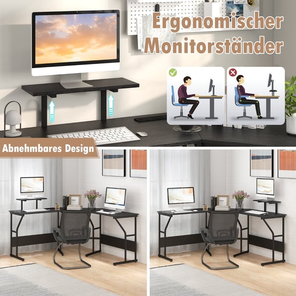 L-formet skrivebord, 148x148x91 cm, Rustikt brun , Star