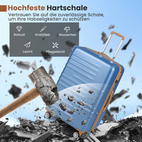 Kuffertsæt, 3-delt hardcase med TSA-lås, 40x23x58 cm, blå , Star