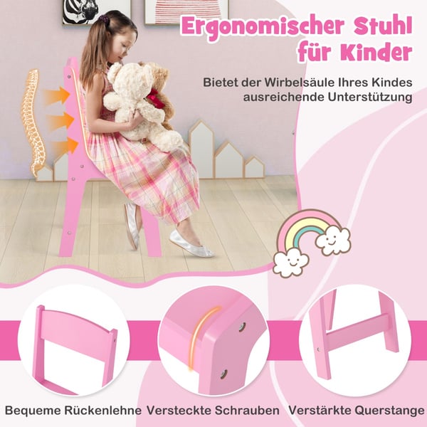 Toiletbord og Stol Sæt, 41x16x46 cm, Pink/Hvid , Star