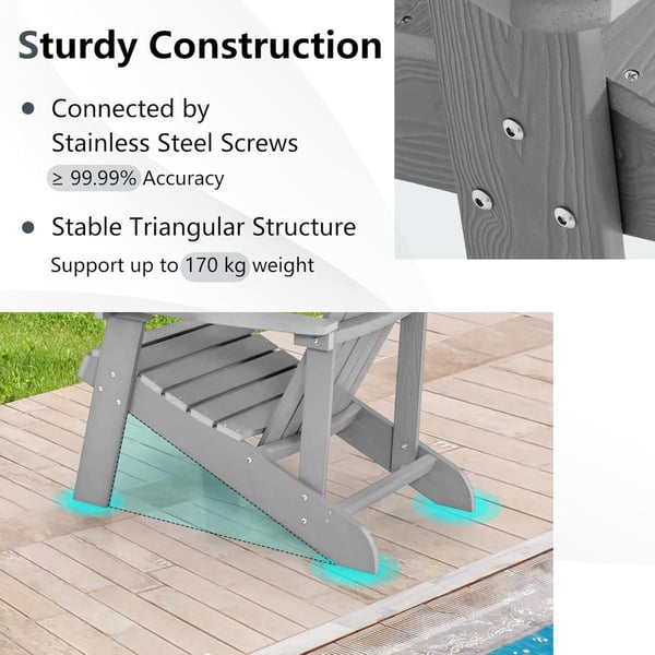 Adirondack-tuoli, harmaa - Materiaali: Laadukas HIPS, säänkestävä, vedenpitävä , Star