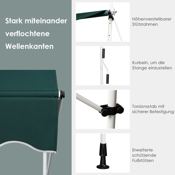 Udtrækkelig markise, 400 cm, grøn , Star