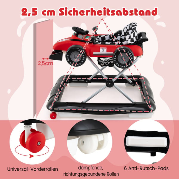 Baby Push Walker Aktivitetscenter, 74×64×51 cm, Rød , Star