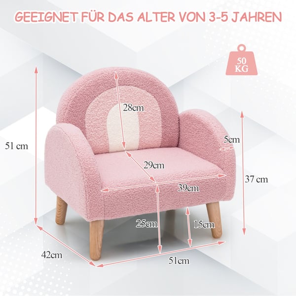 Børnesofa, 51x42x51 cm, Pink , Star