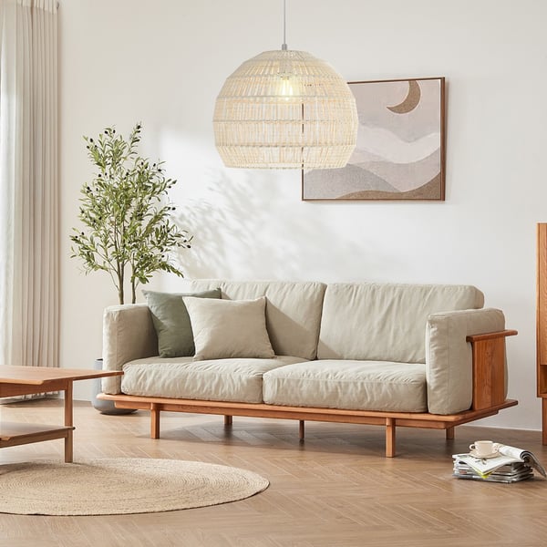 Taklampa, Beige - Material: Flätade pappersrep , Star