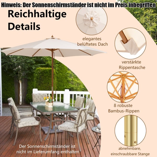 Udendørs parasol, Justerbar 10 fod træ, 25×25×22 cm, Beige , Star