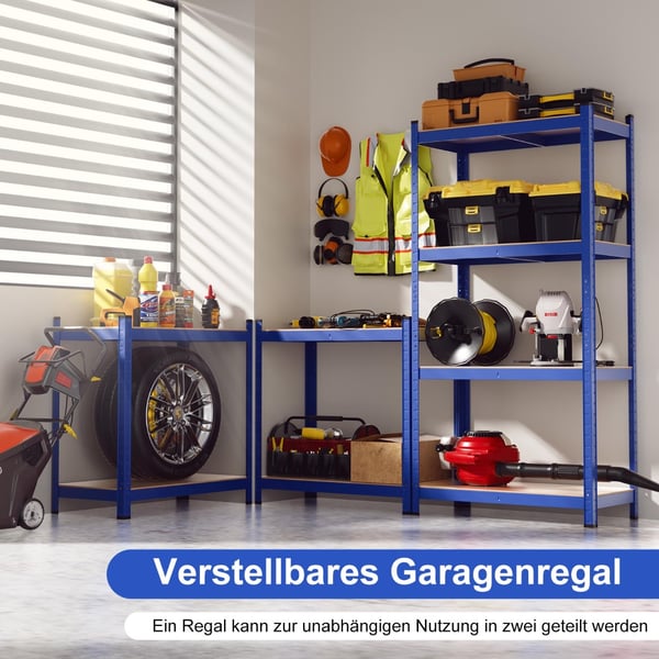 Værkstedshylden til garage, 76×30×152 cm, Blå/Sort , Star