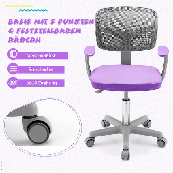 Studiestol för dator, 54x54x80-92 cm, Lila , Star