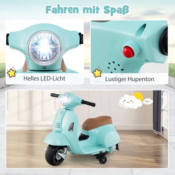Elektrisk Motorcykel, Licenseret Vespa, 6V, Blå , Star
