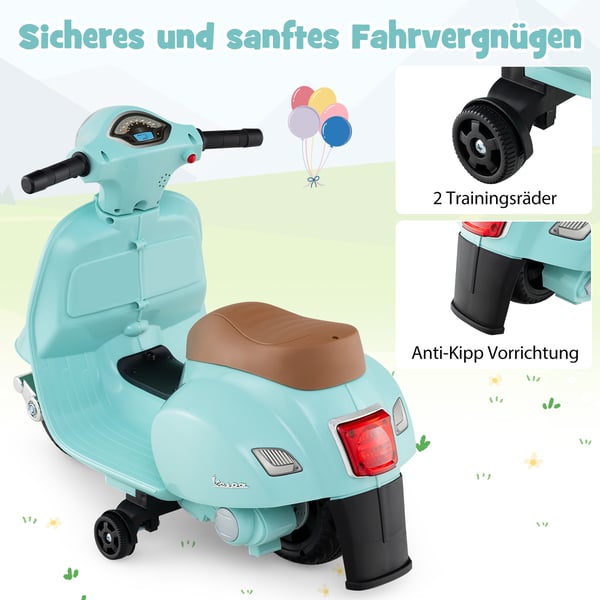 Elektrisk Motorcykel, Licenseret Vespa, 6V, Blå , Star