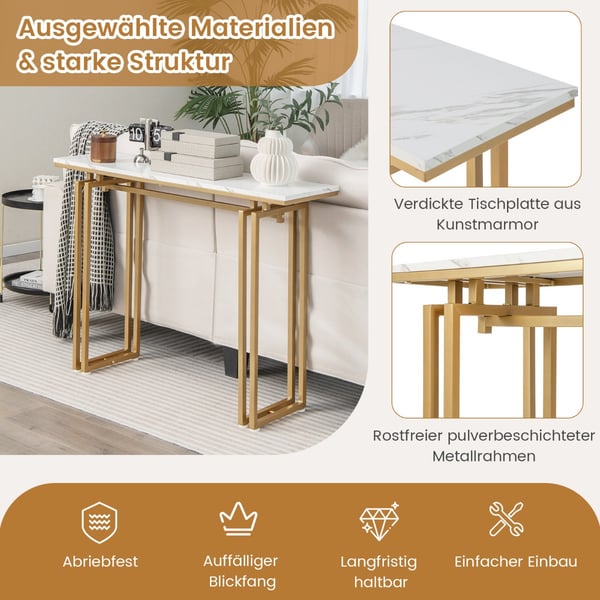Konsolbord, 110×30×81 cm, Hvid Guld , Star