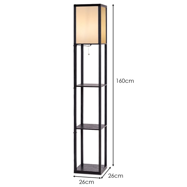 Bogreol med lampe, 26x26x160 cm, Sort og Hvid , Star