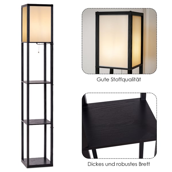 Bogreol med lampe, 26x26x160 cm, Sort og Hvid , Star