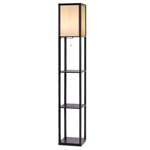 Bogreol med lampe, 26x26x160 cm, Sort og Hvid , Star