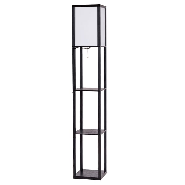 Bogreol med lampe, 26x26x160 cm, Sort og Hvid , Star