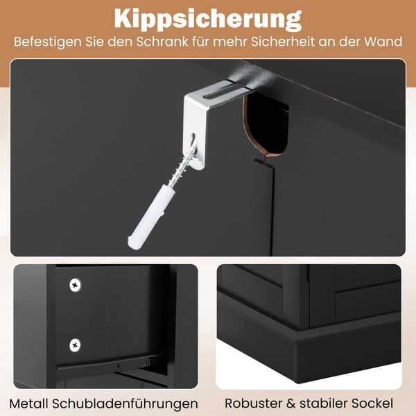 Badeværelsesskab til opbevarcmg, 56x30x80 cm, sort , Star