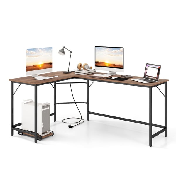 L-formet computerbord, 125x50x74,5 cm, 168x50x74,5 cm, Brun , Star