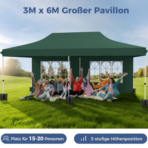 Pavillon, 600x300x296-316 cm, Sort , Star