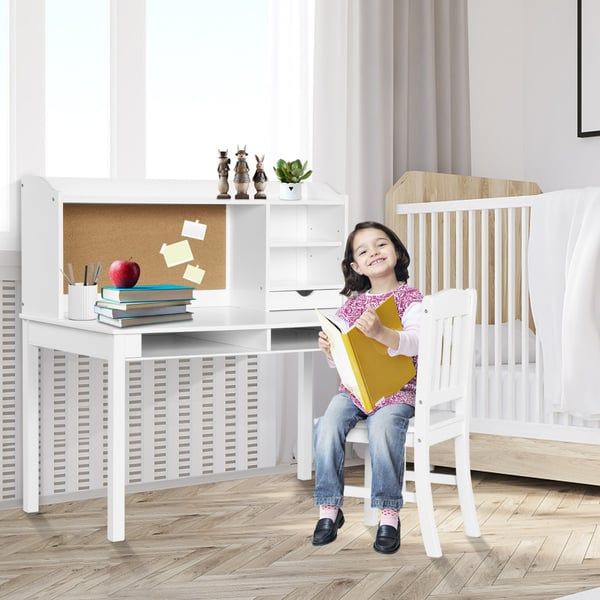 Børne skrivebord og stol sæt, hvid , Star