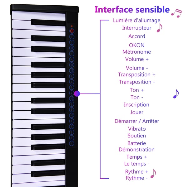 Digitalt klaver keyboard, 126.5x18x6.5 cm, Sort , Star