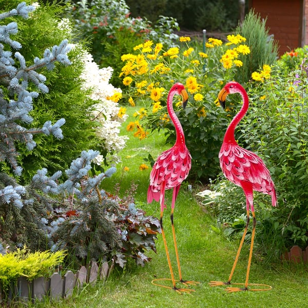 Havefigur Sæt, Flamingo Dekoration 2-delt, 20x27x89 cm , Star