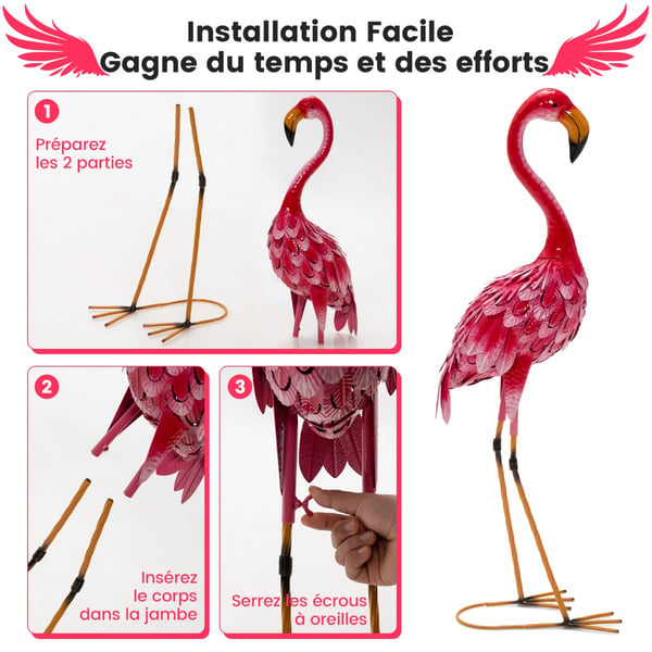 Havefigur Sæt, Flamingo Dekoration 2-delt, 20x27x89 cm , Star