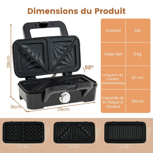3-i-1 Vaffeljern, 29x31x28 cm, Sort , Star 3-i-1 Vaffeljern, 29x31x28 cm, Sort , Star