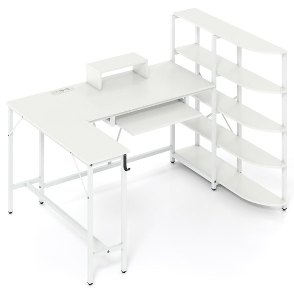 Skrivebord, L-formet skrivebord, hvid , Star