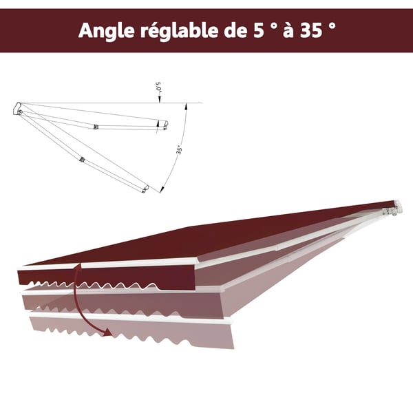 Markise, Udtrækkelig Markise i Aluminium til Terrasse, Solbeskyttelse, 3x2.5 m, Bordeaux , Star