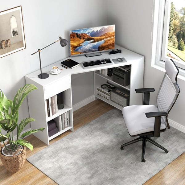 Hörn-skrivbord, L-format, 120x60x75 cm, Vit , Star