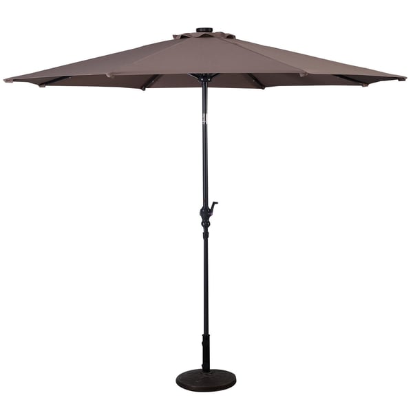 Haveparasol med LED-belysning, Cantilever-parasol, rund parasol, solcelledrevet, 300x300x250 cm, Brun , Star