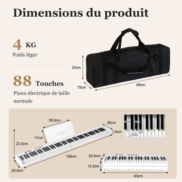 Digitalt klaver keyboard, 126x30x22,5 cm, Sort , Star